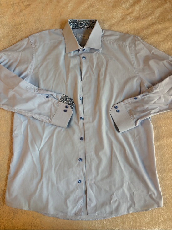 Eton Other - Eton Light Blue Dress Shirt with Floral Contrast Trim